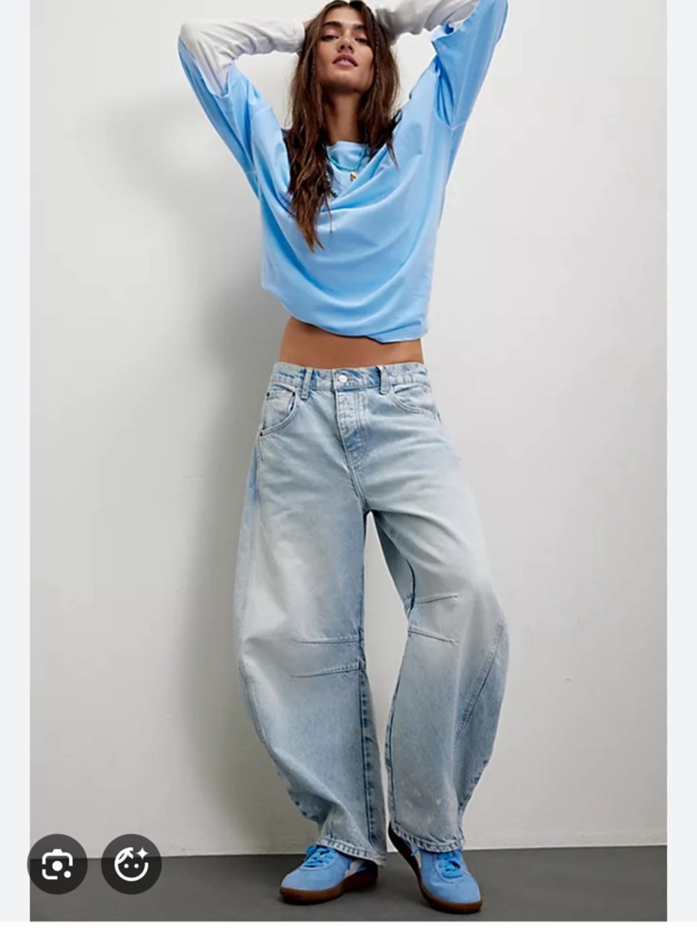 We The Free Light Wash Baggy Wide-Leg Jeans